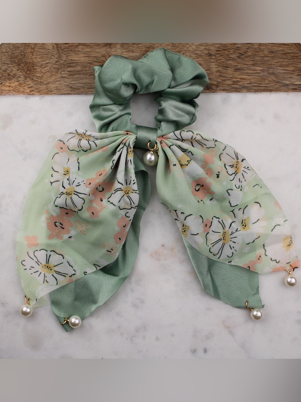 The Floral Sage Scrunchie Scarf
